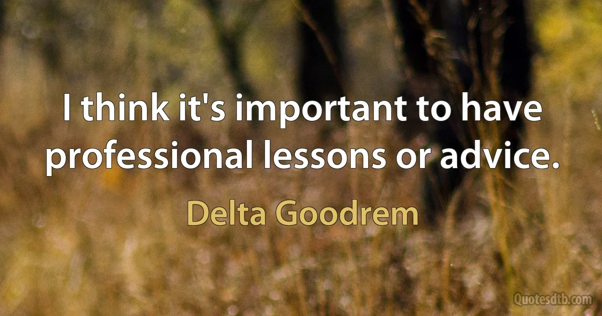 I think it's important to have professional lessons or advice. (Delta Goodrem)