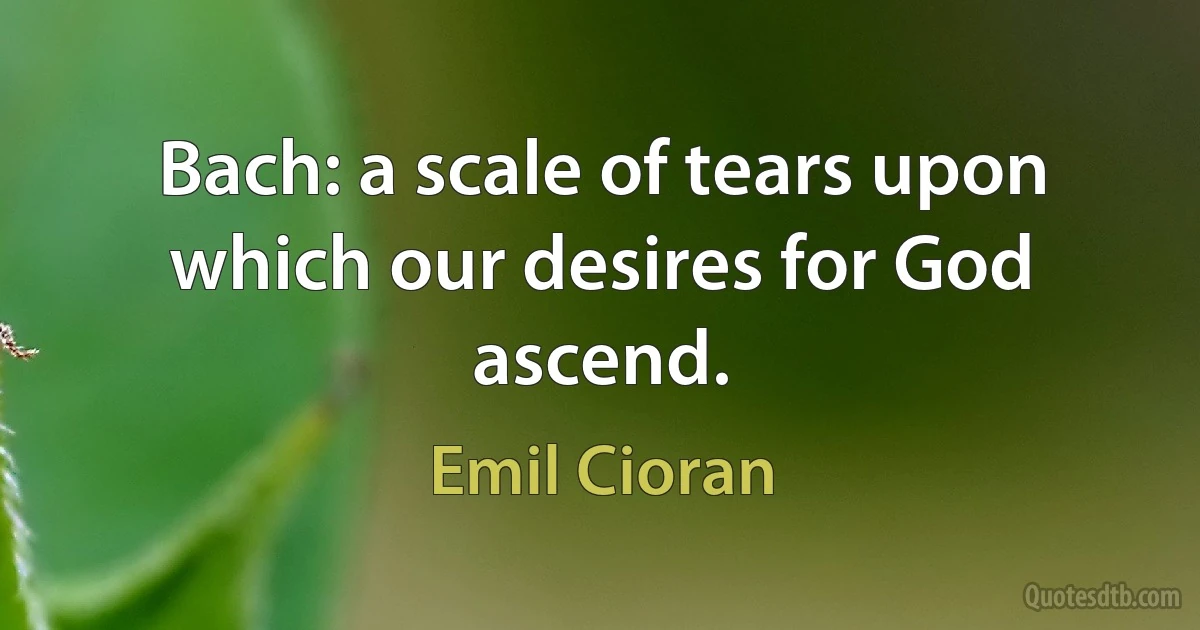 Bach: a scale of tears upon which our desires for God ascend. (Emil Cioran)