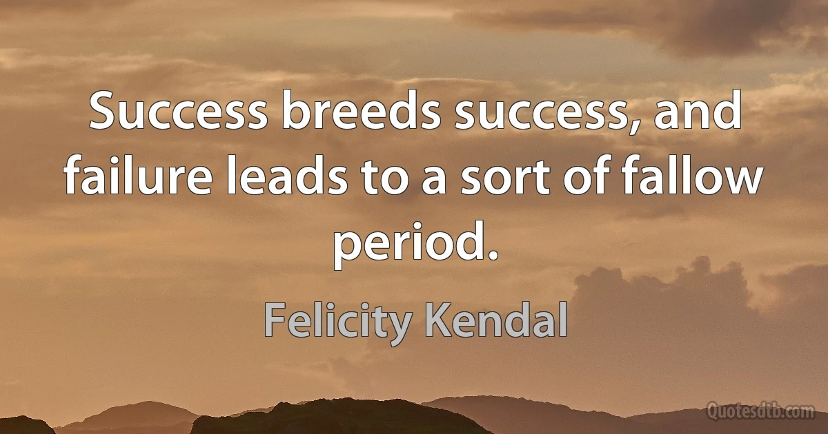 Success breeds success, and failure leads to a sort of fallow period. (Felicity Kendal)