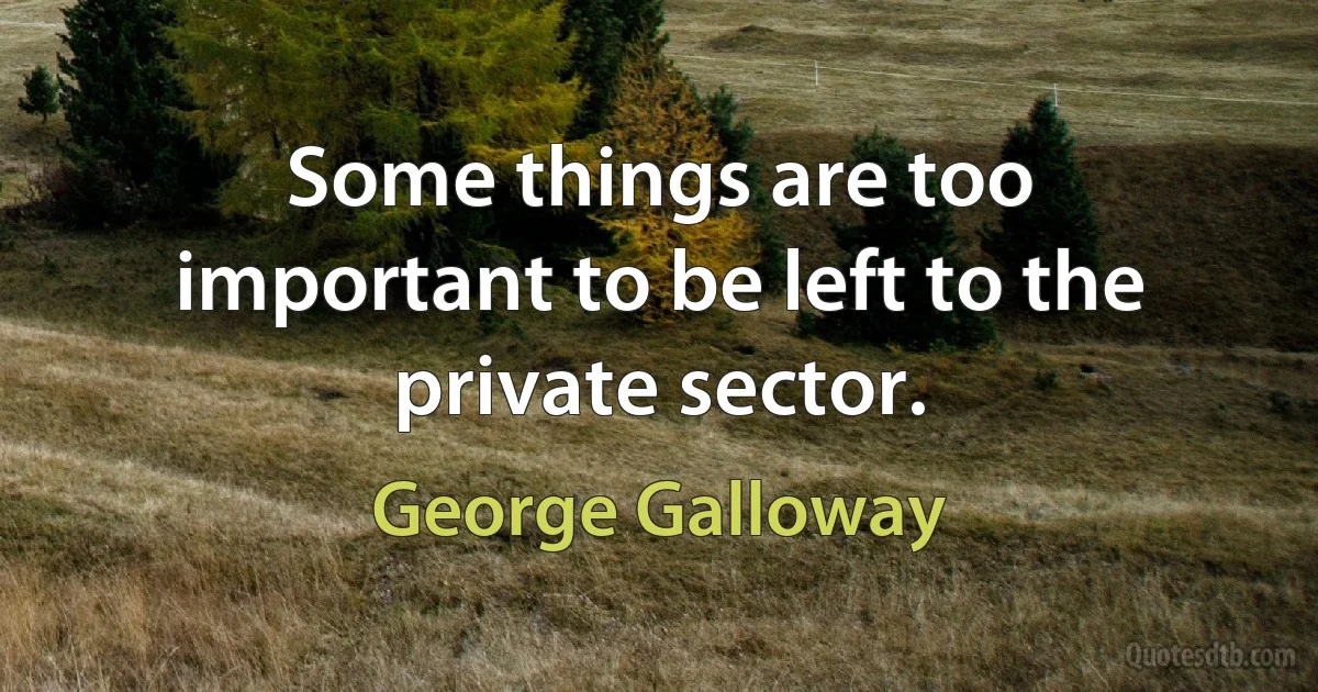 Some things are too important to be left to the private sector. (George Galloway)