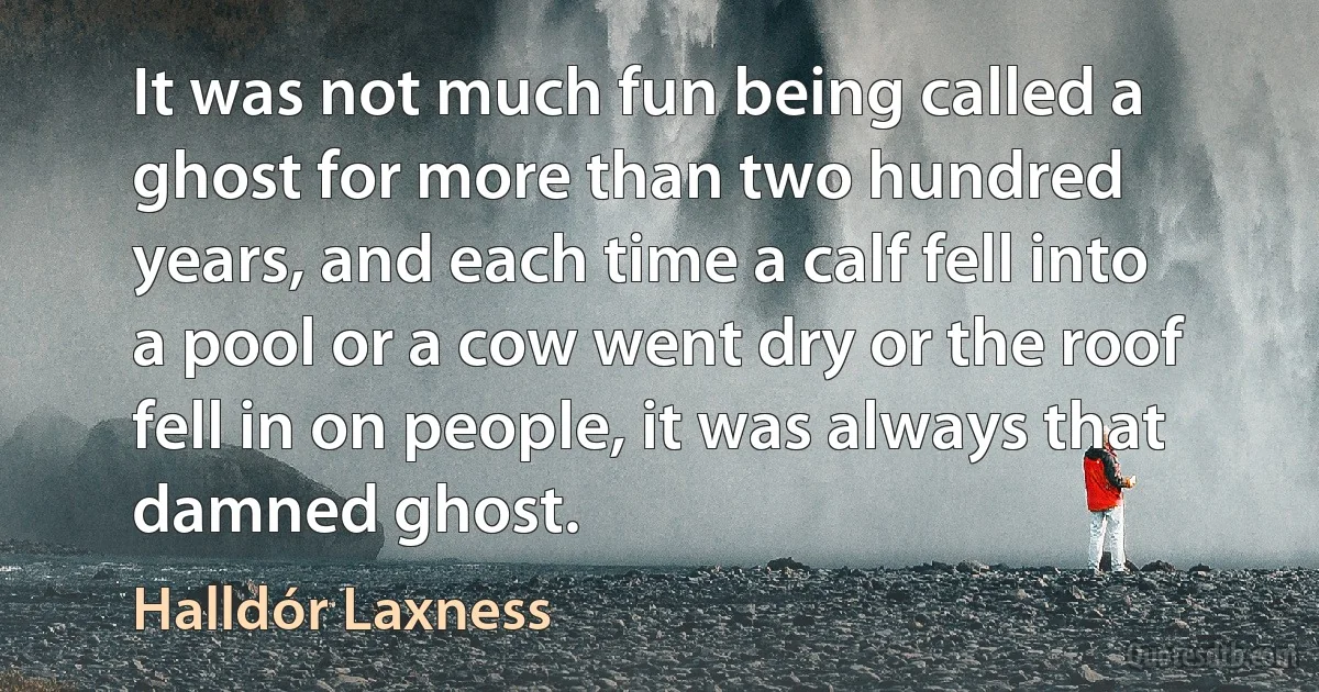 It was not much fun being called a ghost for more than two hundred years, and each time a calf fell into a pool or a cow went dry or the roof fell in on people, it was always that damned ghost. (Halldór Laxness)