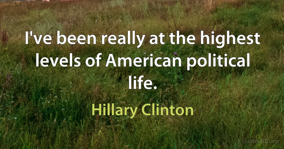 I've been really at the highest levels of American political life. (Hillary Clinton)