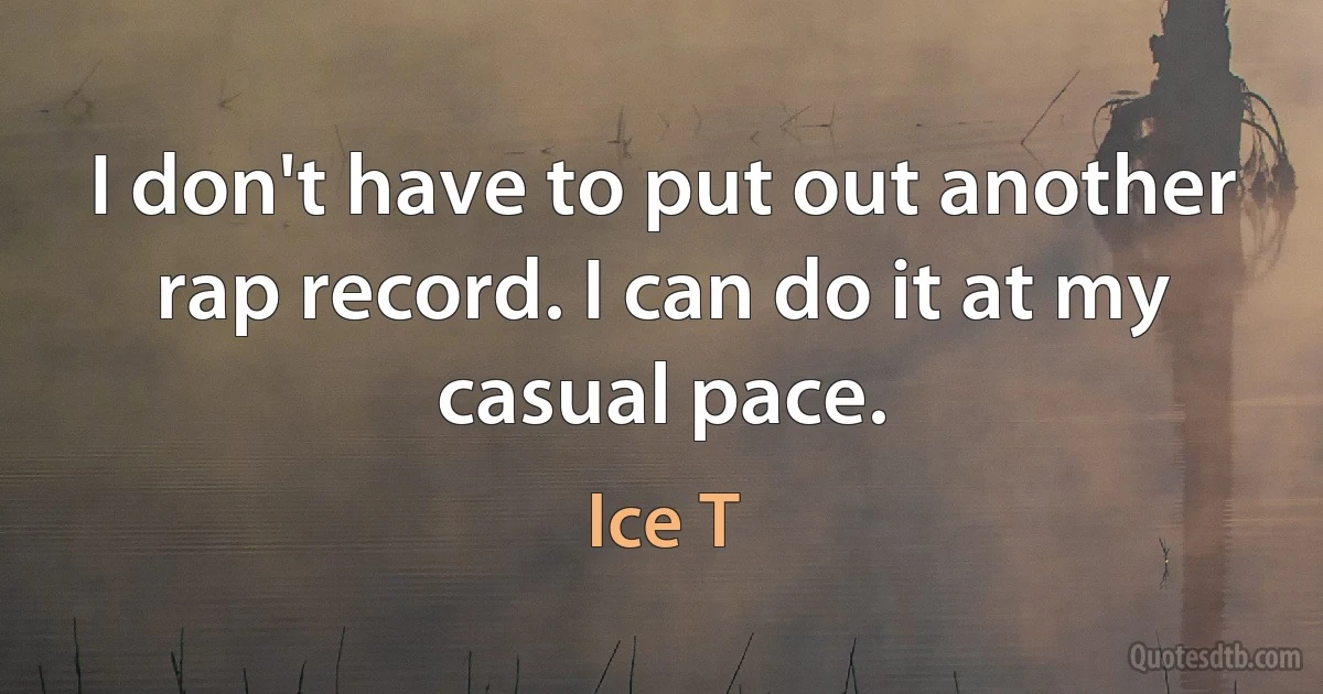 I don't have to put out another rap record. I can do it at my casual pace. (Ice T)