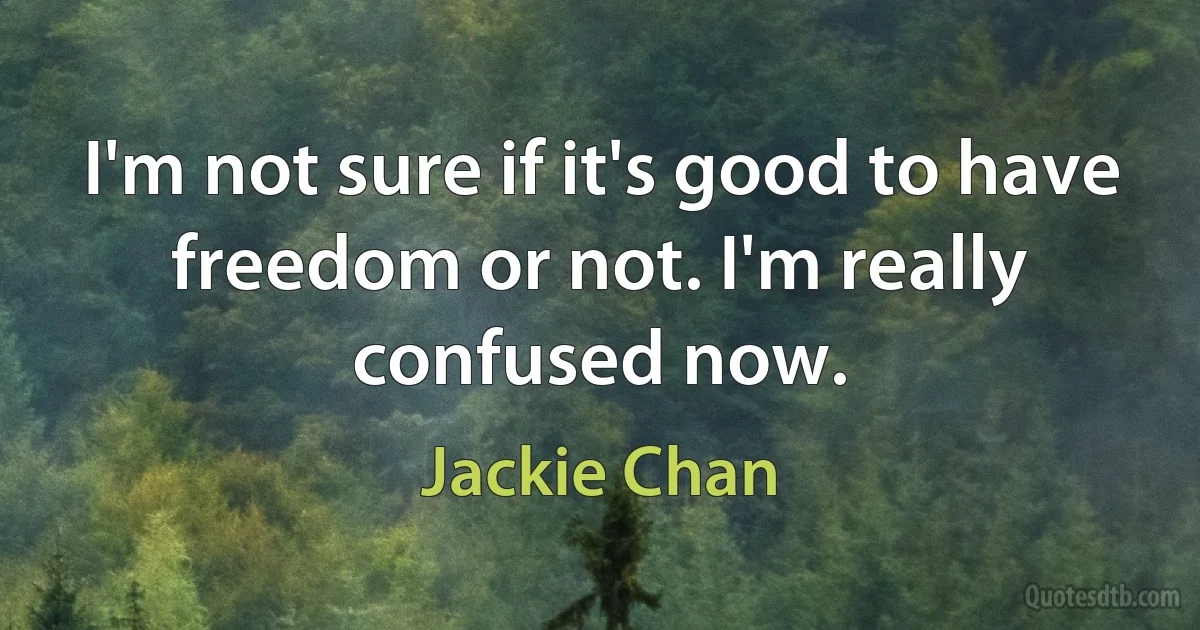 I'm not sure if it's good to have freedom or not. I'm really confused now. (Jackie Chan)