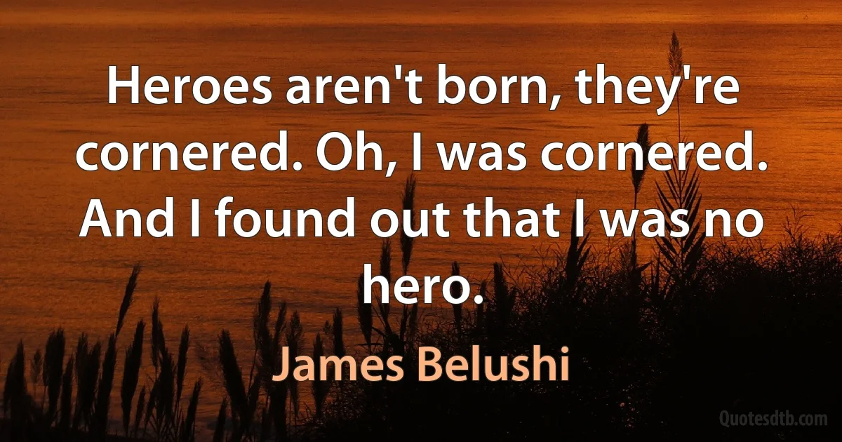 Heroes aren't born, they're cornered. Oh, I was cornered. And I found out that I was no hero. (James Belushi)