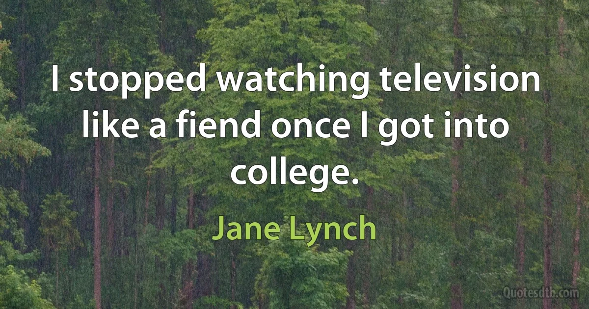 I stopped watching television like a fiend once I got into college. (Jane Lynch)