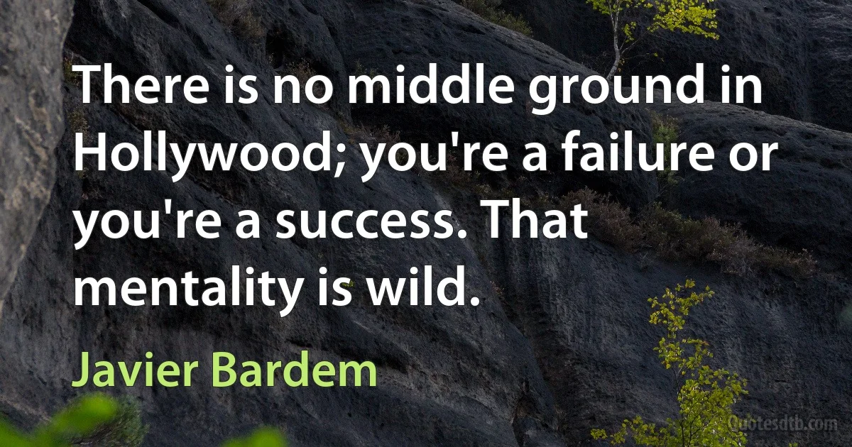 There is no middle ground in Hollywood; you're a failure or you're a success. That mentality is wild. (Javier Bardem)