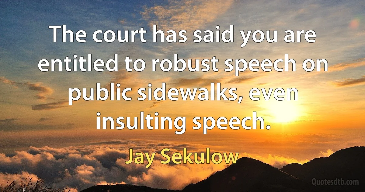 The court has said you are entitled to robust speech on public sidewalks, even insulting speech. (Jay Sekulow)