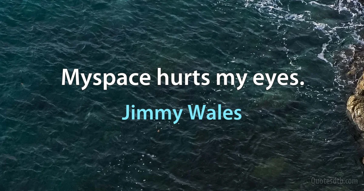 Myspace hurts my eyes. (Jimmy Wales)