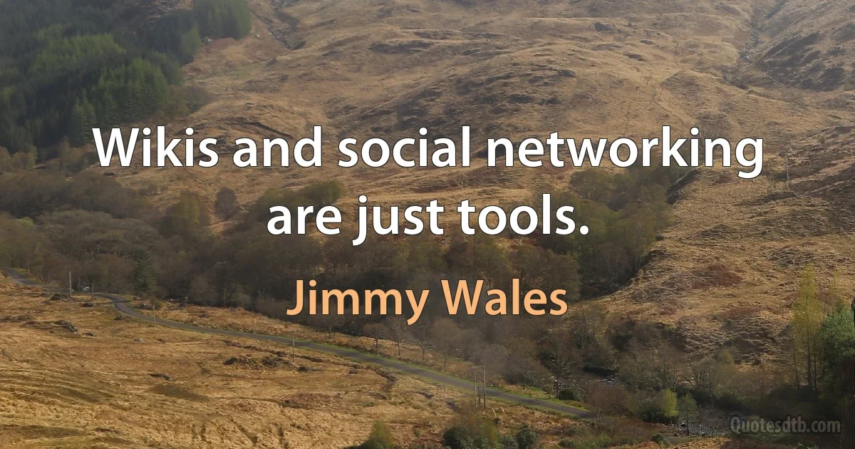 Wikis and social networking are just tools. (Jimmy Wales)