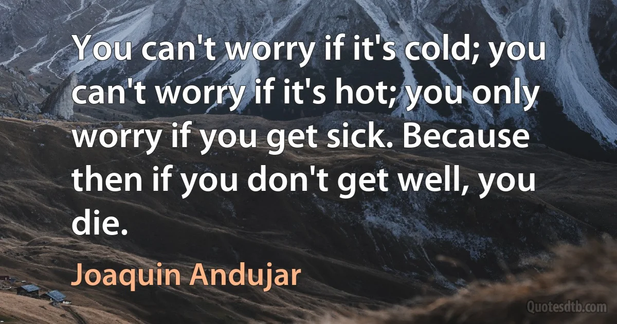 You can't worry if it's cold; you can't worry if it's hot; you only worry if you get sick. Because then if you don't get well, you die. (Joaquin Andujar)