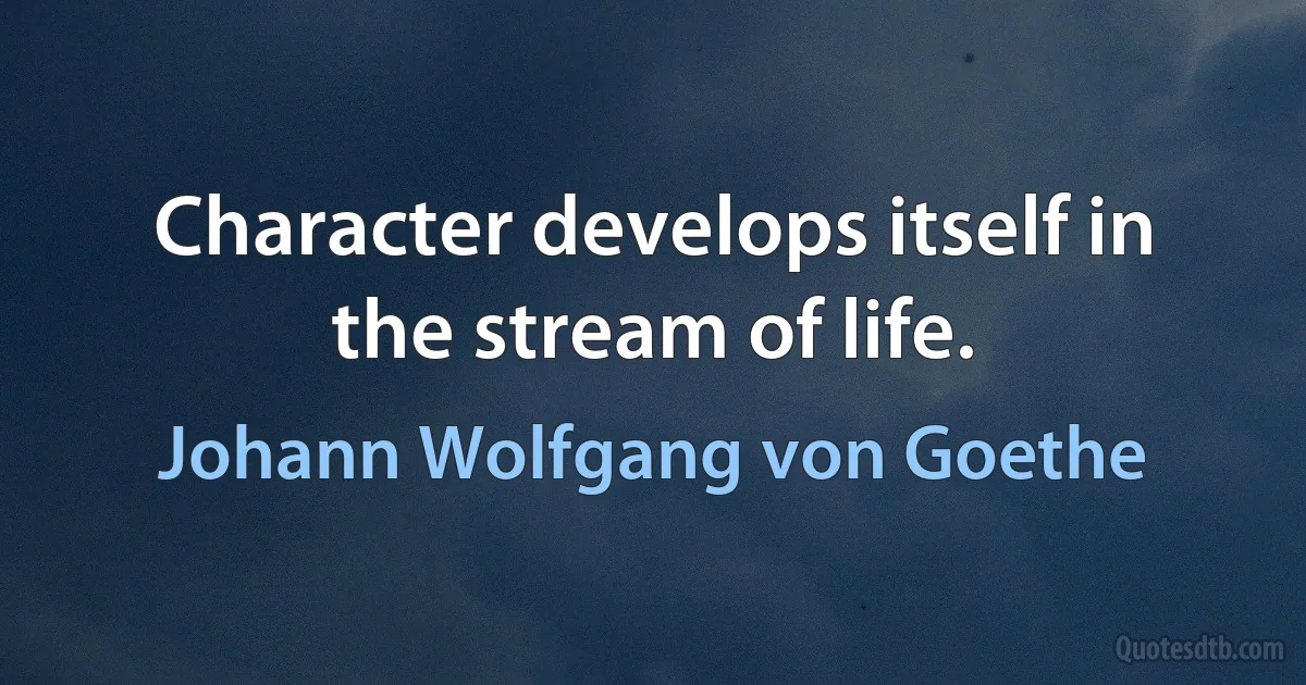 Character develops itself in the stream of life. (Johann Wolfgang von Goethe)