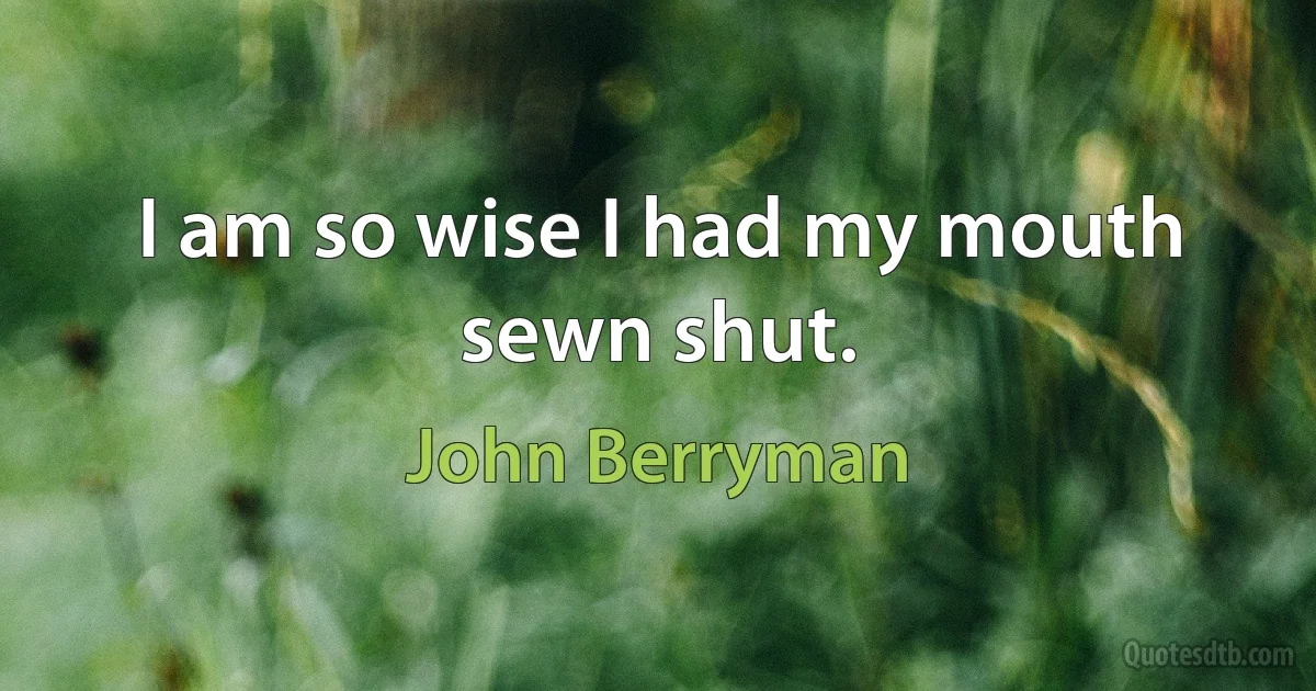 I am so wise I had my mouth sewn shut. (John Berryman)