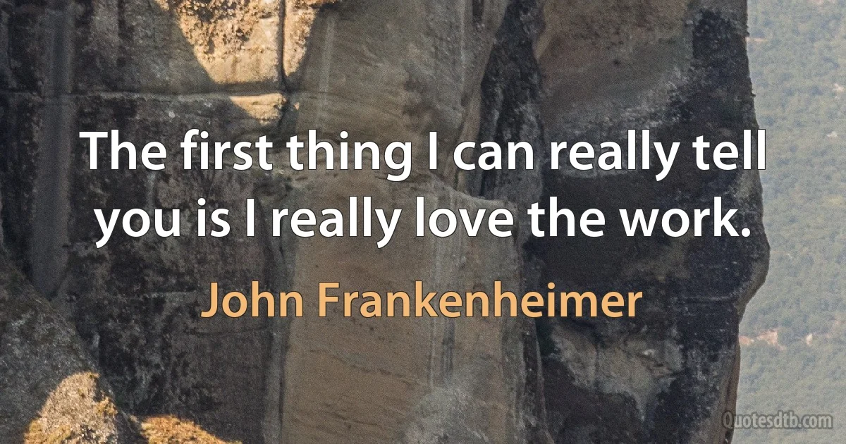 The first thing I can really tell you is I really love the work. (John Frankenheimer)