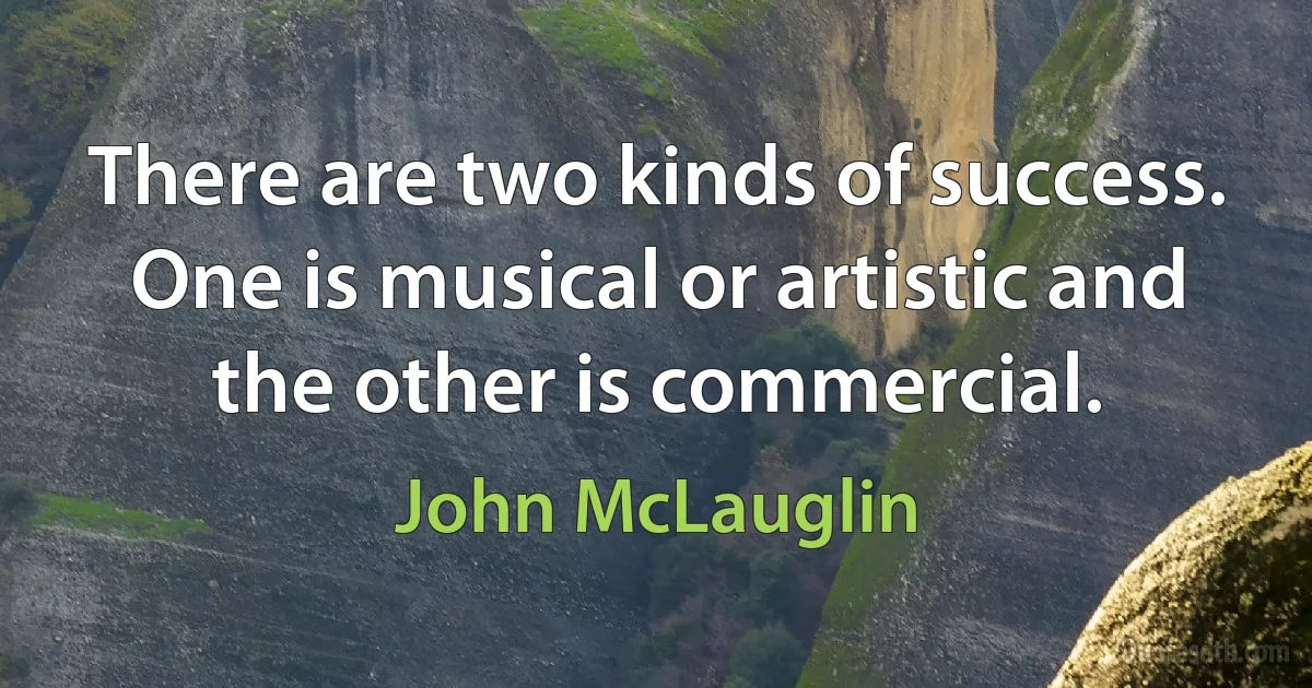 There are two kinds of success. One is musical or artistic and the other is commercial. (John McLauglin)