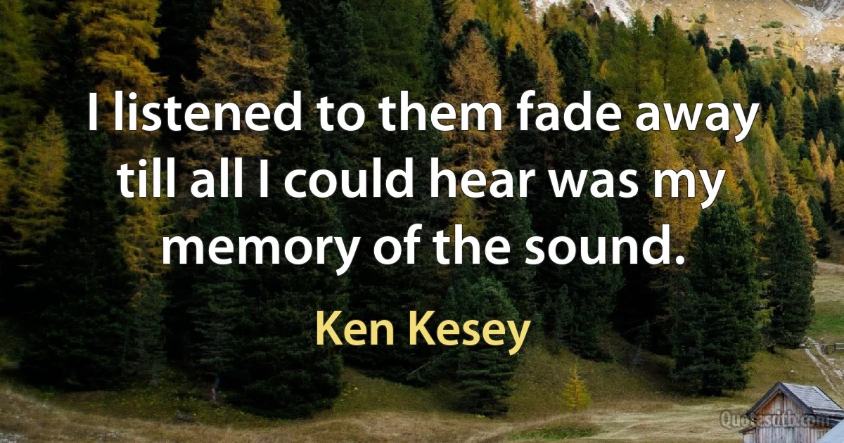 I listened to them fade away till all I could hear was my memory of the sound. (Ken Kesey)