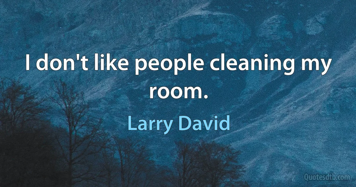 I don't like people cleaning my room. (Larry David)