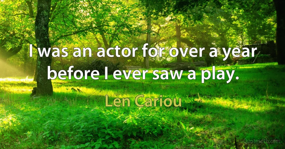 I was an actor for over a year before I ever saw a play. (Len Cariou)