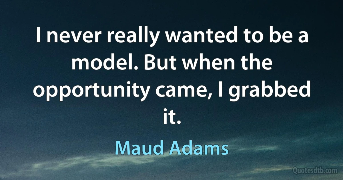 I never really wanted to be a model. But when the opportunity came, I grabbed it. (Maud Adams)