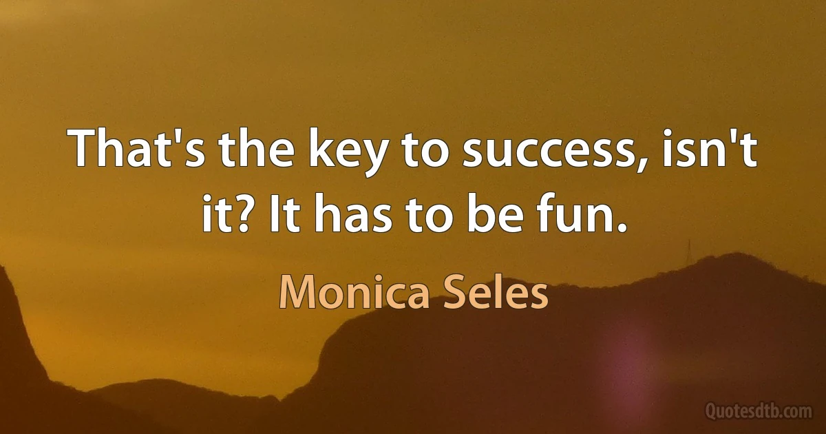 That's the key to success, isn't it? It has to be fun. (Monica Seles)