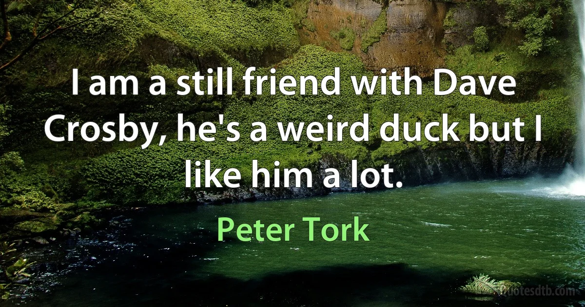 I am a still friend with Dave Crosby, he's a weird duck but I like him a lot. (Peter Tork)