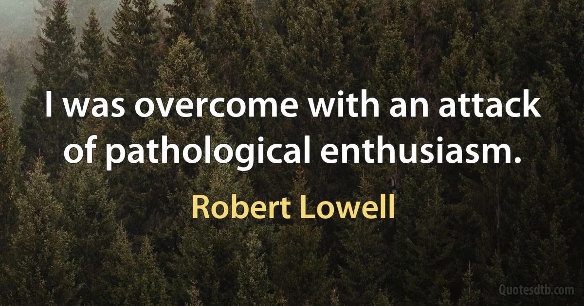 I was overcome with an attack of pathological enthusiasm. (Robert Lowell)