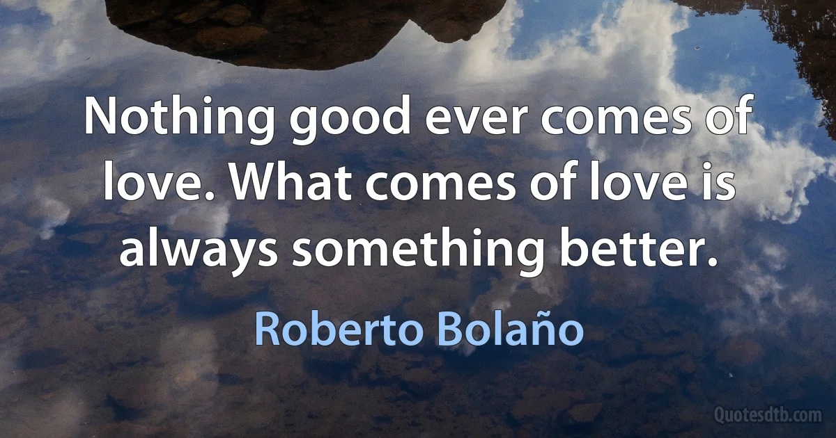 Nothing good ever comes of love. What comes of love is always something better. (Roberto Bolaño)