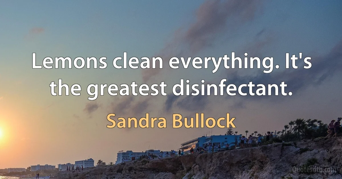 Lemons clean everything. It's the greatest disinfectant. (Sandra Bullock)