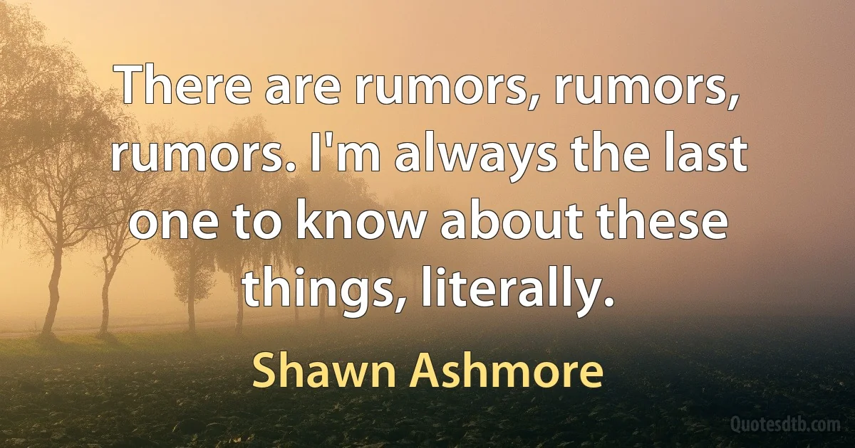 There are rumors, rumors, rumors. I'm always the last one to know about these things, literally. (Shawn Ashmore)