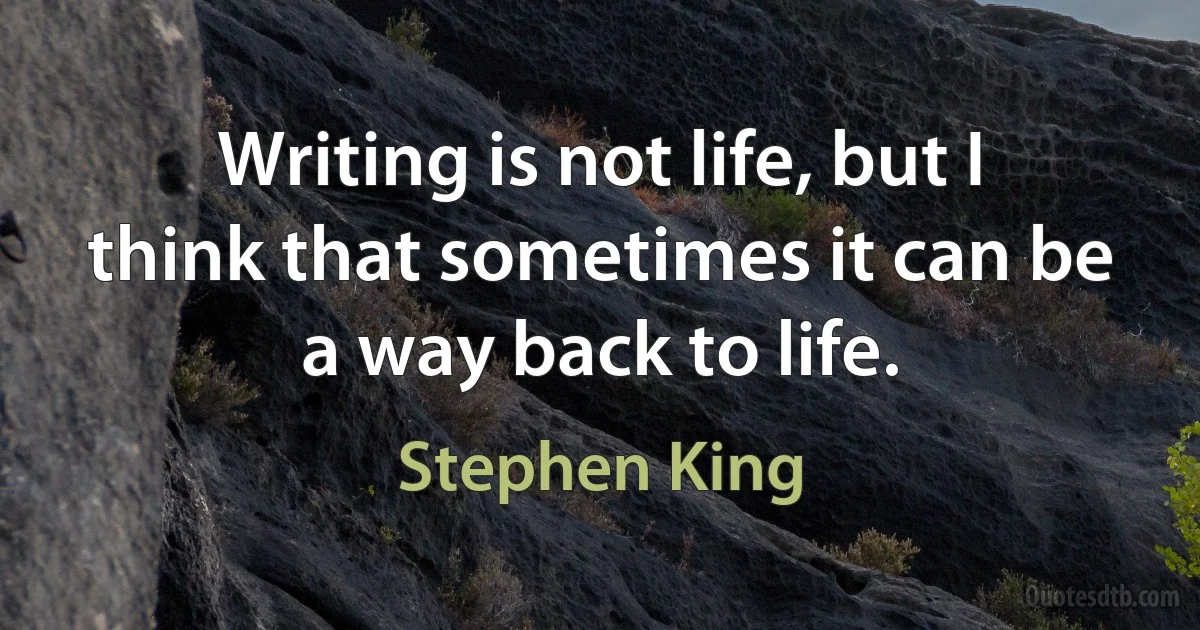 Writing is not life, but I think that sometimes it can be a way back to life. (Stephen King)