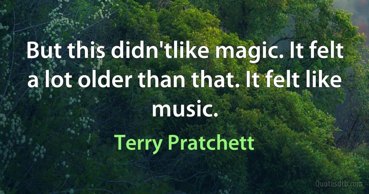 But this didn'tlike magic. It felt a lot older than that. It felt like music. (Terry Pratchett)