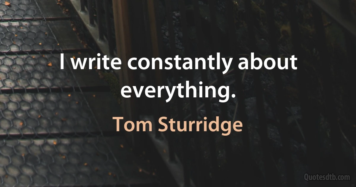 I write constantly about everything. (Tom Sturridge)