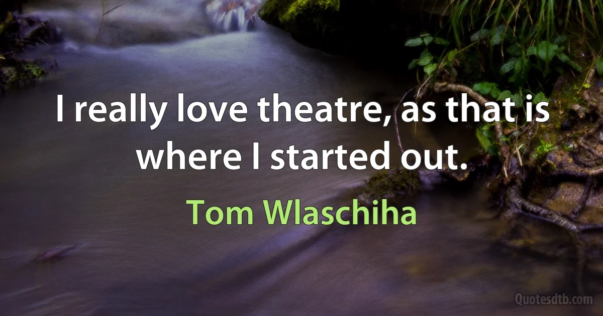 I really love theatre, as that is where I started out. (Tom Wlaschiha)