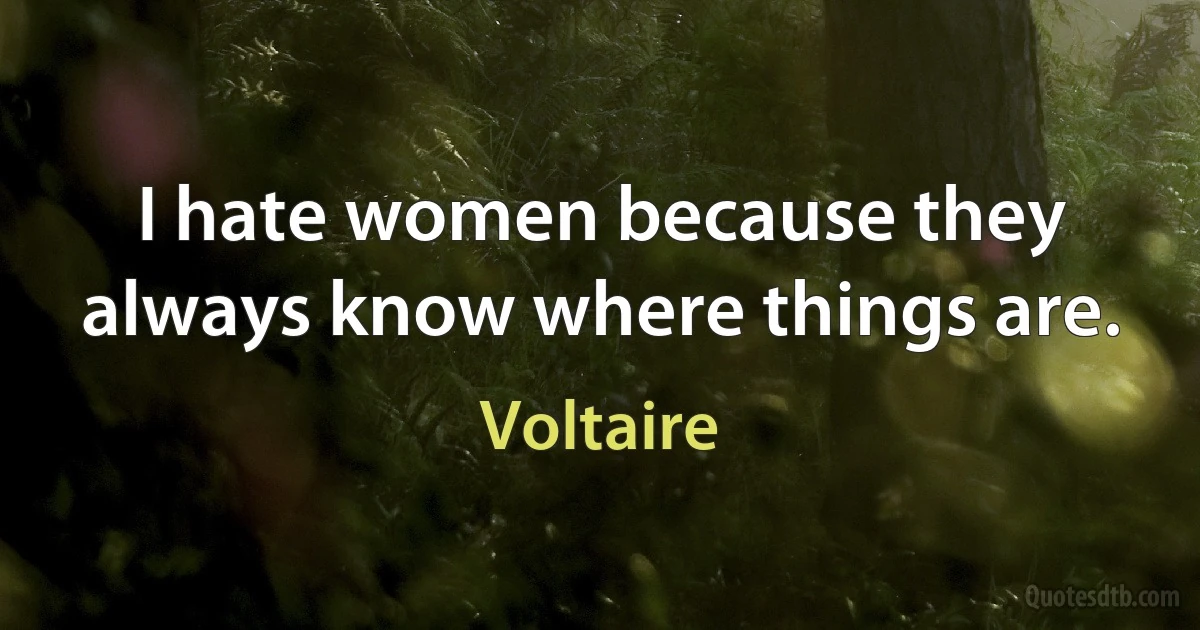 I hate women because they always know where things are. (Voltaire)