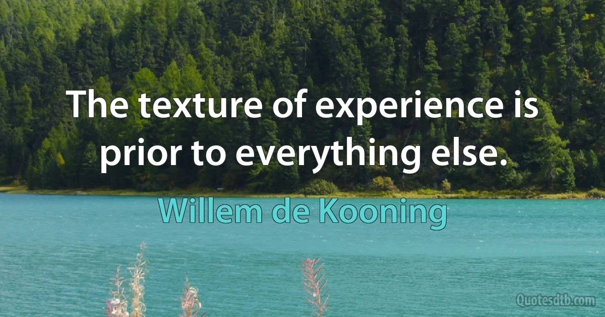 The texture of experience is prior to everything else. (Willem de Kooning)