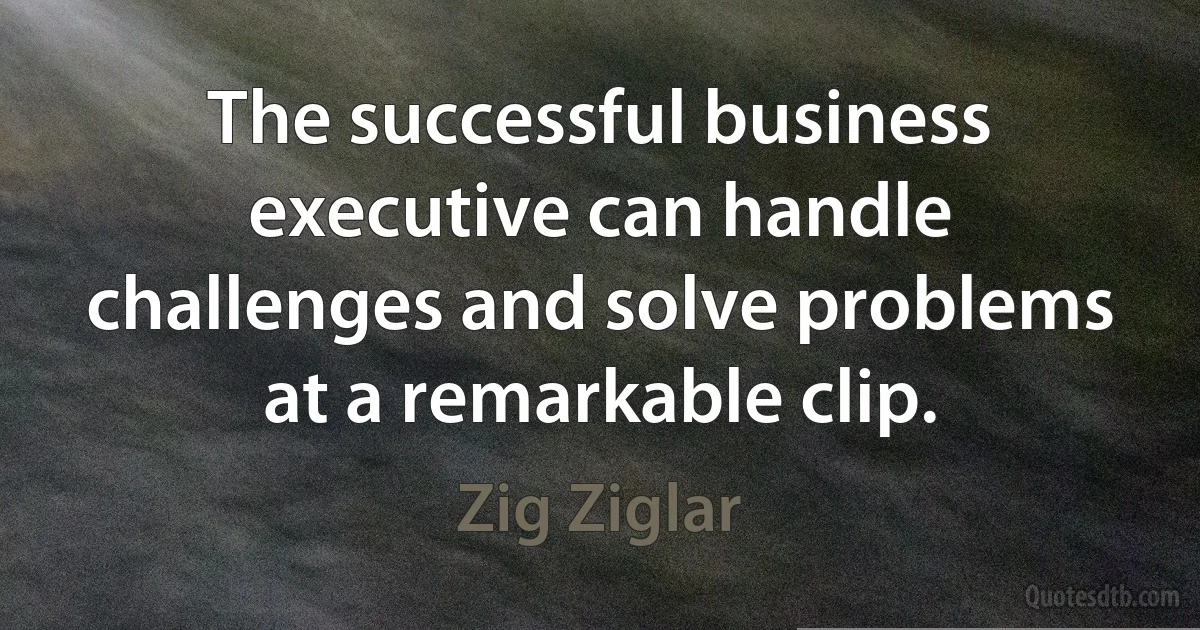 The successful business executive can handle challenges and solve problems at a remarkable clip. (Zig Ziglar)