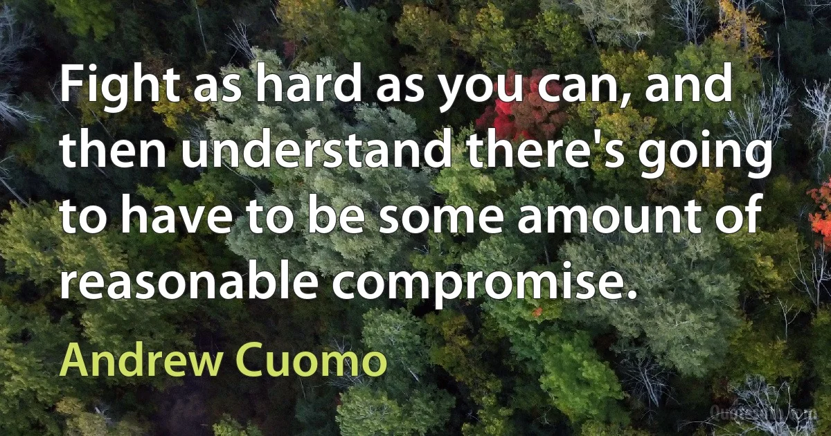 Fight as hard as you can, and then understand there's going to have to be some amount of reasonable compromise. (Andrew Cuomo)