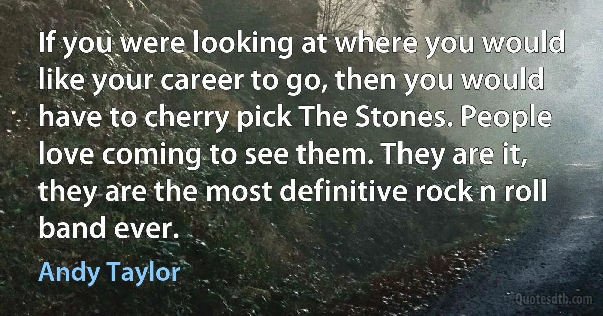 If you were looking at where you would like your career to go, then you would have to cherry pick The Stones. People love coming to see them. They are it, they are the most definitive rock n roll band ever. (Andy Taylor)