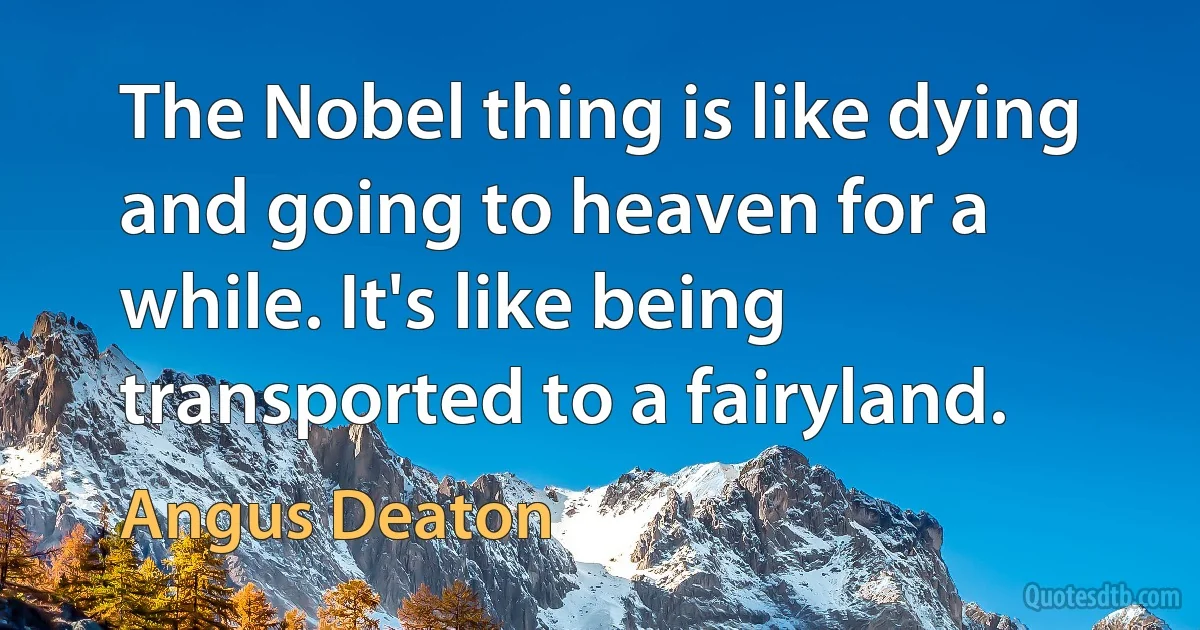 The Nobel thing is like dying and going to heaven for a while. It's like being transported to a fairyland. (Angus Deaton)