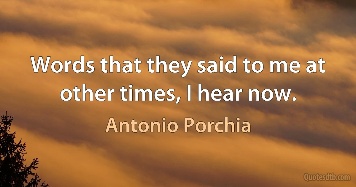 Words that they said to me at other times, I hear now. (Antonio Porchia)