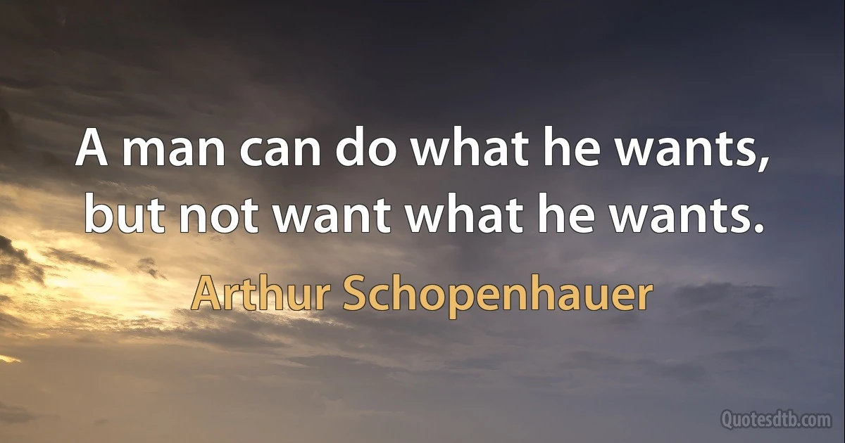 A man can do what he wants, but not want what he wants. (Arthur Schopenhauer)