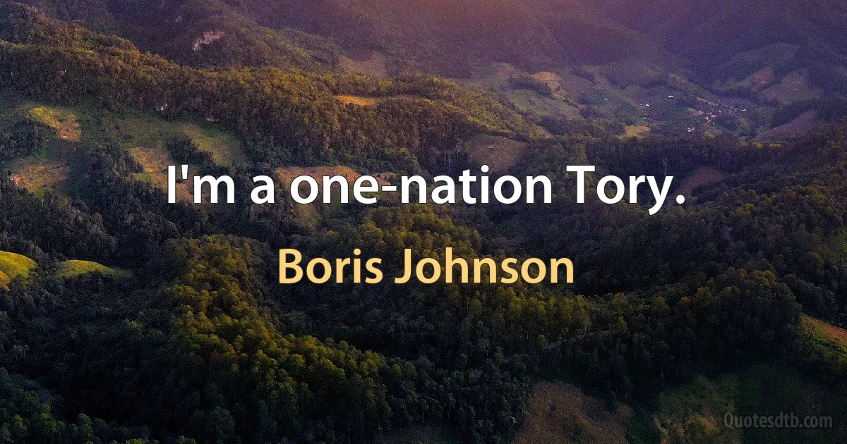 I'm a one-nation Tory. (Boris Johnson)