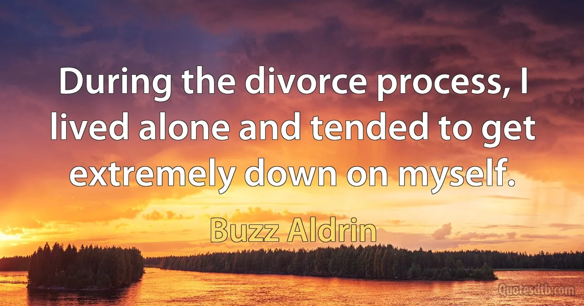 During the divorce process, I lived alone and tended to get extremely down on myself. (Buzz Aldrin)