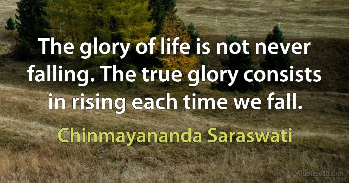 The glory of life is not never falling. The true glory consists in rising each time we fall. (Chinmayananda Saraswati)