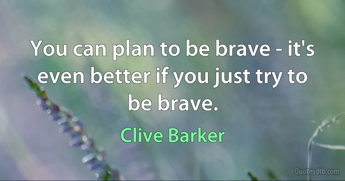 You can plan to be brave - it's even better if you just try to be brave. (Clive Barker)