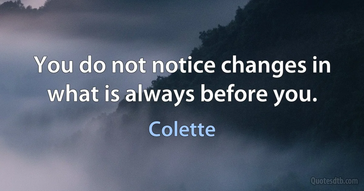 You do not notice changes in what is always before you. (Colette)