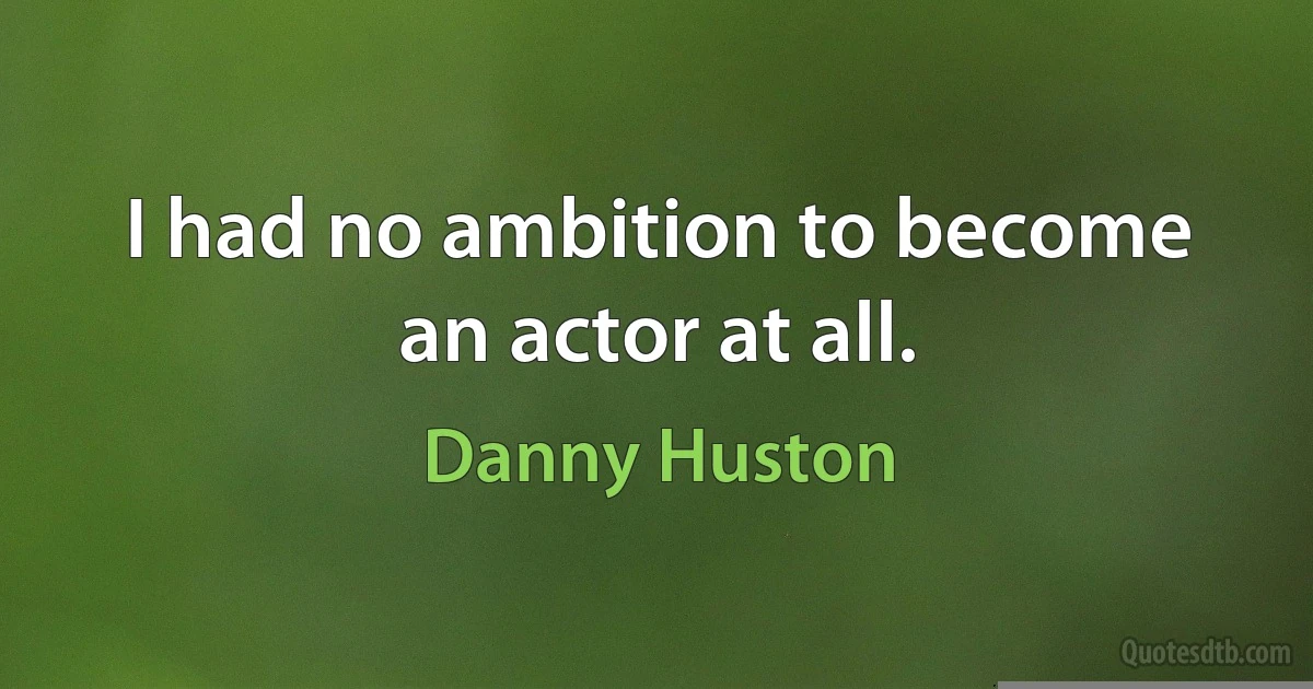 I had no ambition to become an actor at all. (Danny Huston)