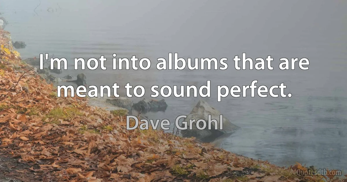 I'm not into albums that are meant to sound perfect. (Dave Grohl)