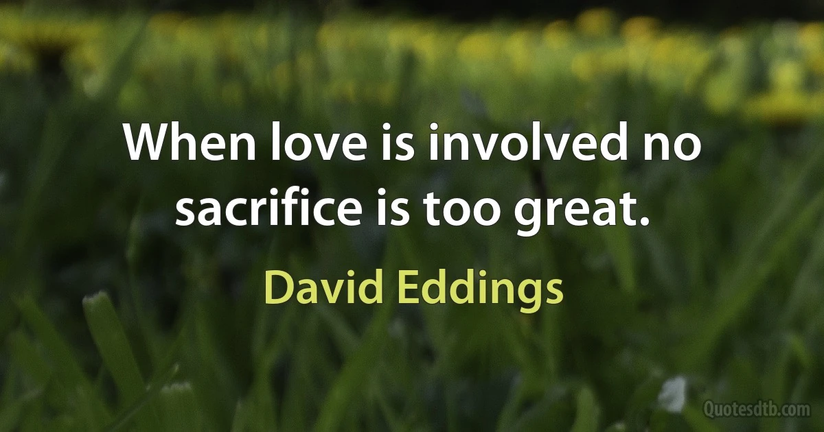 When love is involved no sacrifice is too great. (David Eddings)