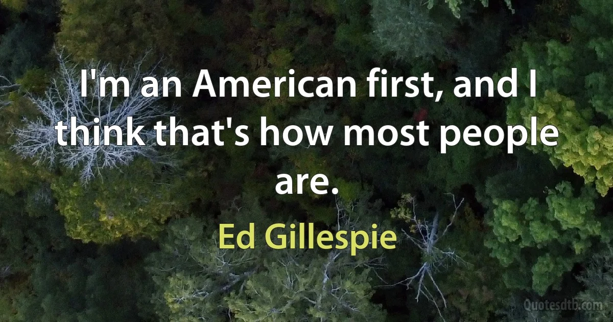 I'm an American first, and I think that's how most people are. (Ed Gillespie)